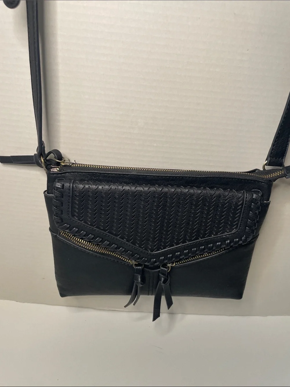 Madison West  Black Woven Crossbody Bag - Women Bags